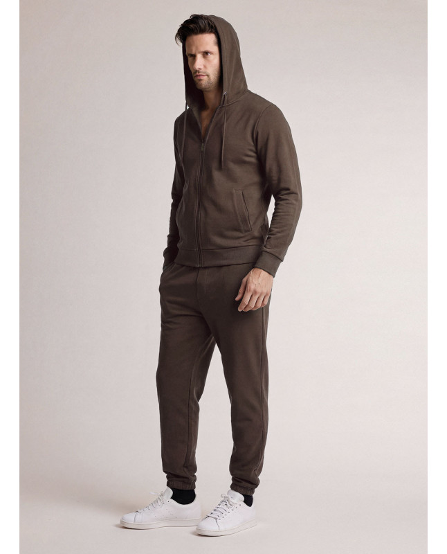 Tuta in tessuto morbido con felpa full zip con cappuccio e pantalone lungo con polsi