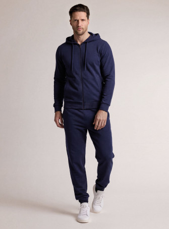 Tuta in tessuto morbido con felpa full zip con cappuccio e pantalone lungo con polsi