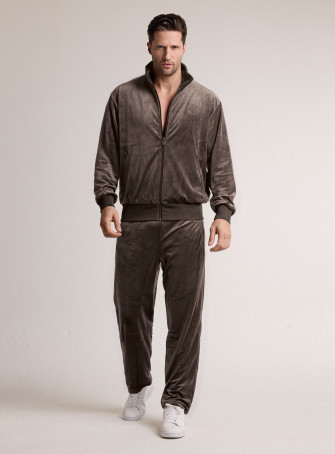 Tuta in tessuto morbido con felpa full zip e pantalone lungo dritto