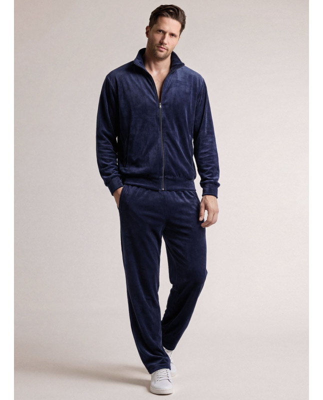 Tuta in tessuto morbido con felpa full zip e pantalone lungo dritto