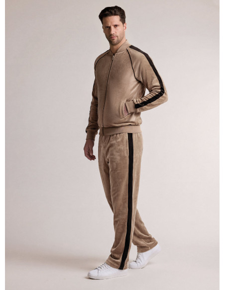 Tuta in tessuto morbido con felpa bomber full zip e pantalone lungo dritto