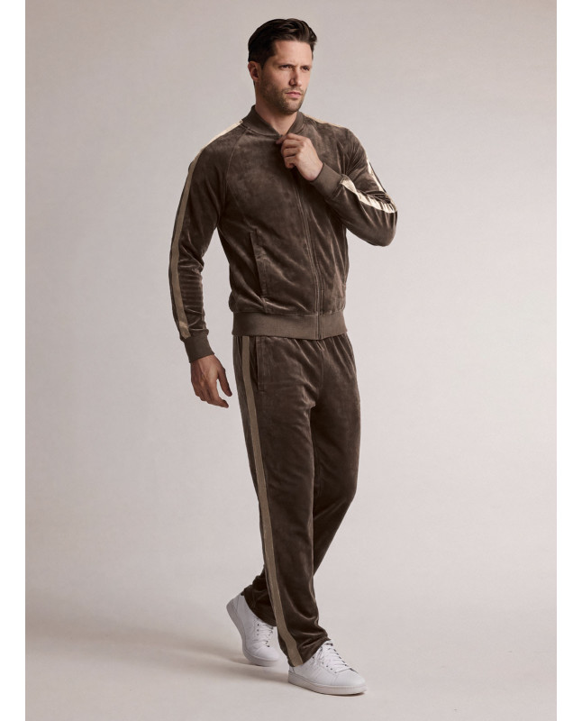 Tuta in tessuto morbido con felpa bomber full zip e pantalone lungo dritto