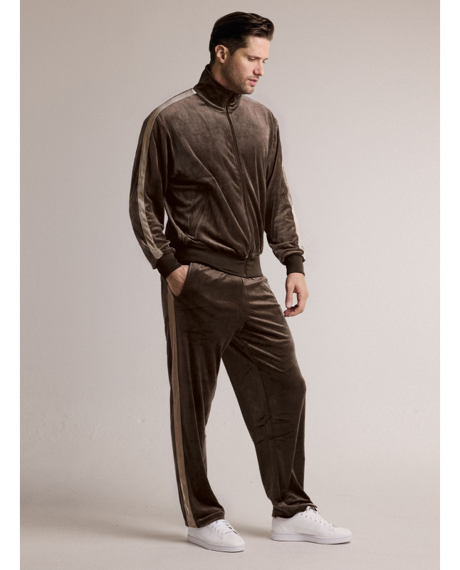 Tuta in tessuto morbido con felpa full zip e pantalone lungo dritto