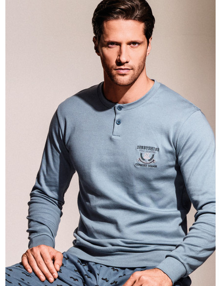 Pigiama serafino in interlock di cotone - DERBY