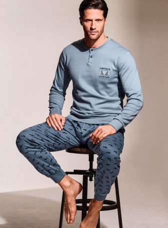 Pigiama serafino in interlock di cotone - DERBY