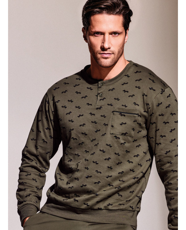 Pigiama serafino in interlock di cotone - DERBY