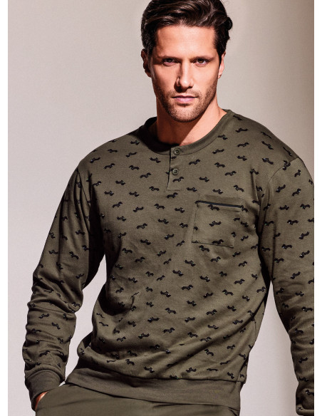 Pigiama serafino in interlock di cotone - DERBY