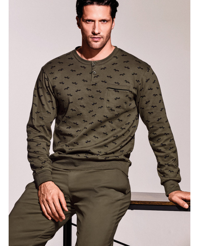 Pigiama serafino in interlock di cotone - DERBY