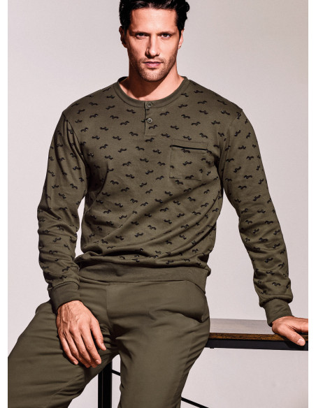 Pigiama serafino in interlock di cotone - DERBY