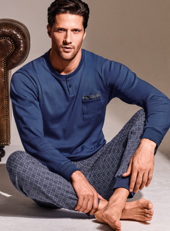 Pigiama serafino in interlock di cotone - CHECKPOINT