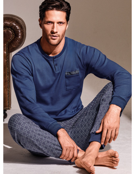 Pigiama serafino in interlock di cotone - CHECKPOINT