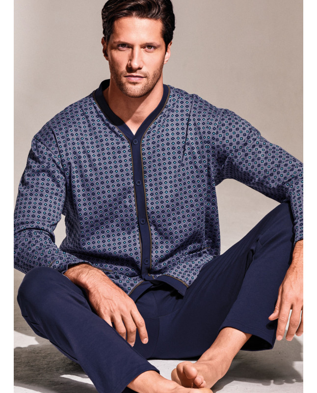 Pigiama aperto in interlock di cotone - DIAMANT