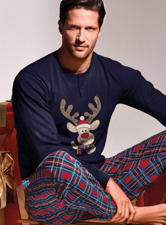 Pigiama serafino in interlock di cotone - CLAUS