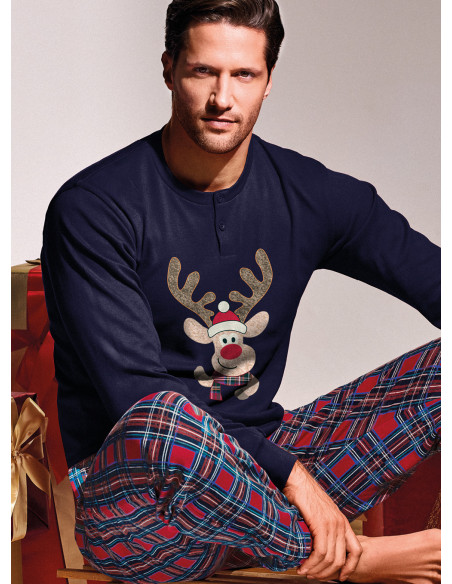 Pigiama serafino in interlock di cotone - CLAUS