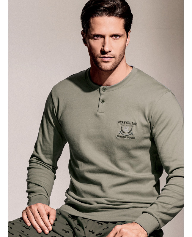 Pigiama serafino in interlock di cotone - DERBY