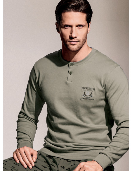 Pigiama serafino in interlock di cotone - DERBY