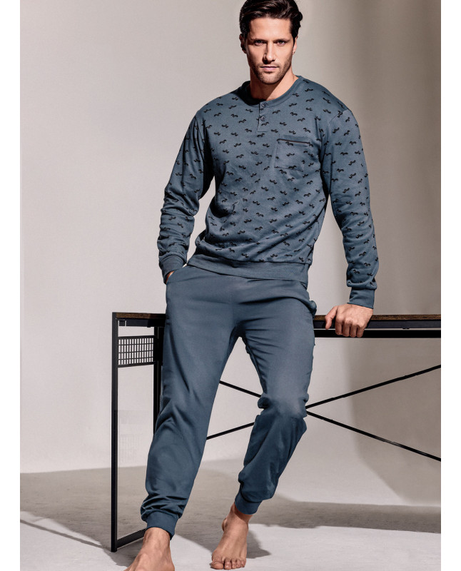 Pigiama serafino in interlock di cotone - DERBY