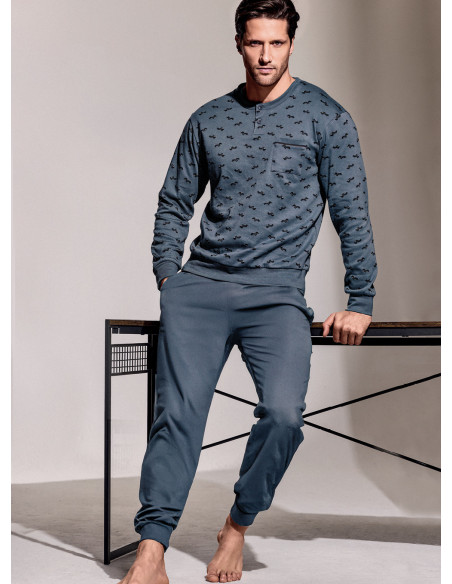 Pigiama serafino in interlock di cotone - DERBY