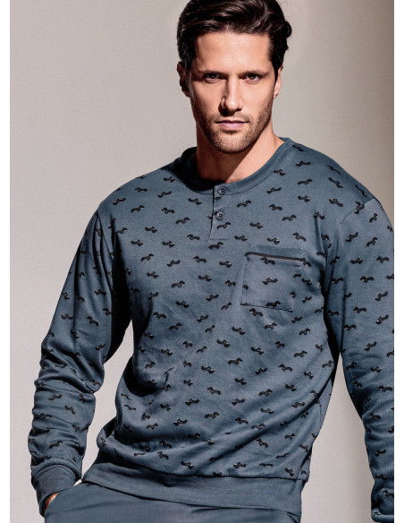 Pigiama serafino in interlock di cotone - DERBY