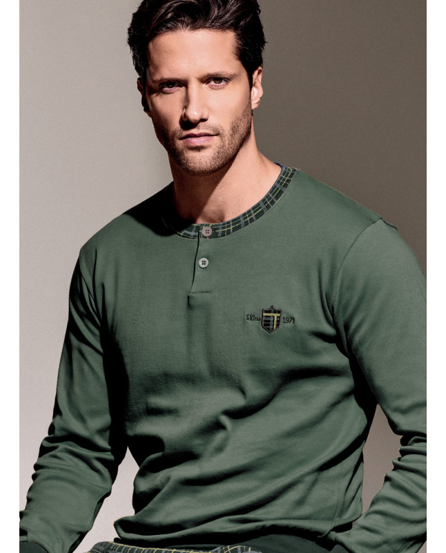 Pigiama serafino in interlock di cotone - MOUNTAIN