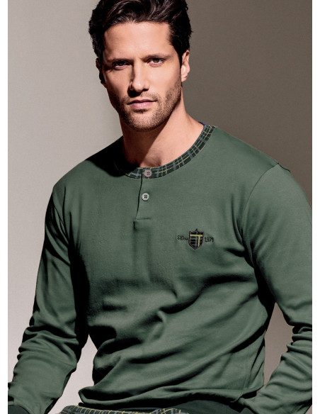 Pigiama serafino in interlock di cotone - MOUNTAIN