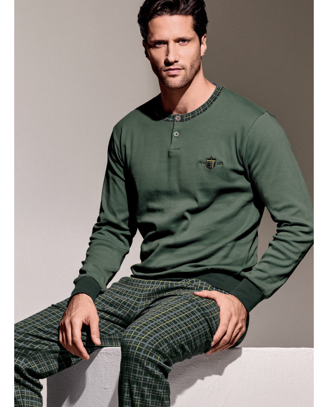 Pigiama serafino in interlock di cotone - MOUNTAIN