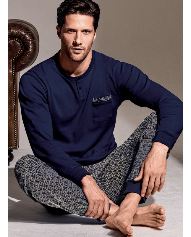 Pigiama serafino in interlock di cotone - CHECKPOINT