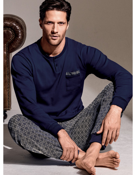 Pigiama serafino in interlock di cotone - CHECKPOINT