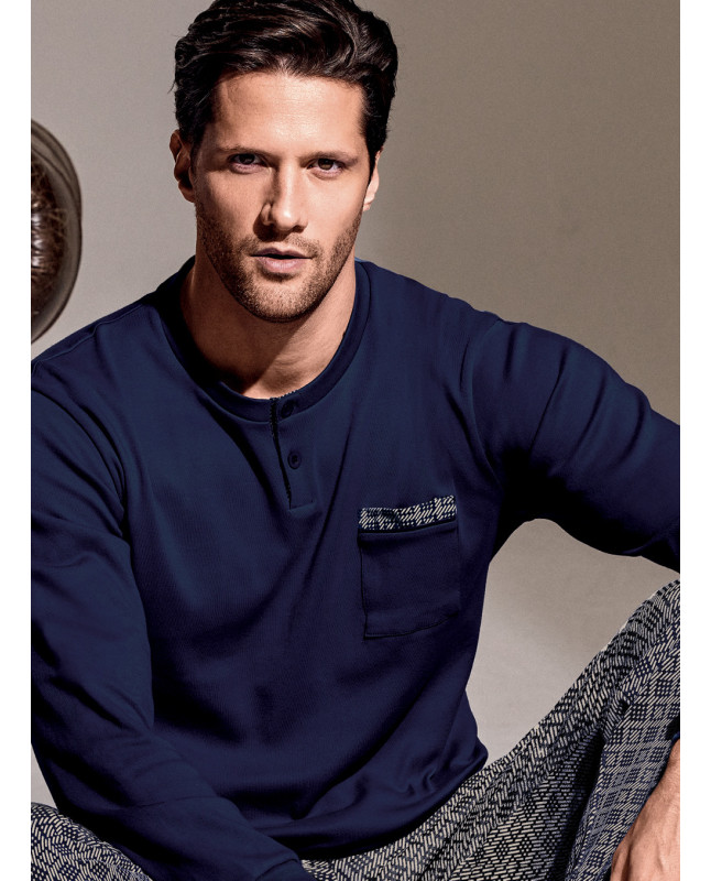 Pigiama serafino in interlock di cotone - CHECKPOINT