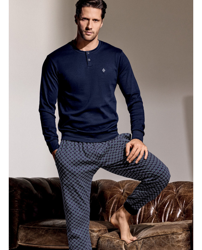 Pigiama serafino in interlock di cotone - DIAMANT