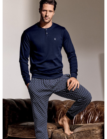 Pigiama serafino in interlock di cotone - DIAMANT