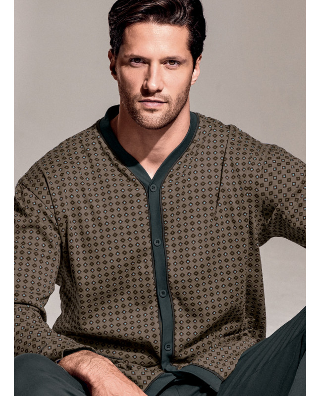 Pigiama aperto in interlock di cotone - DIAMANT