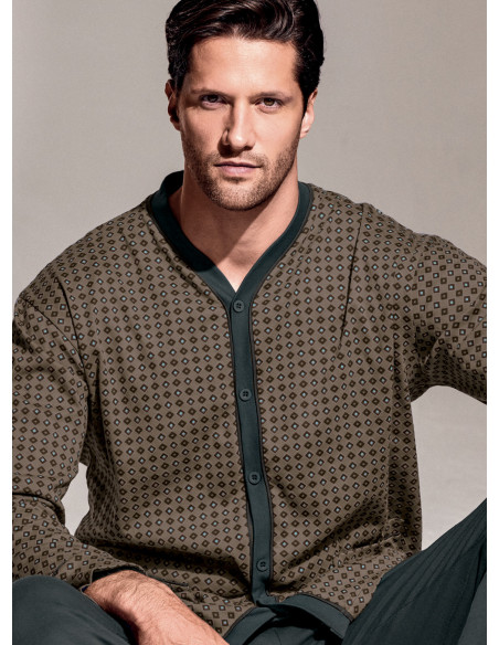 Pigiama aperto in interlock di cotone - DIAMANT