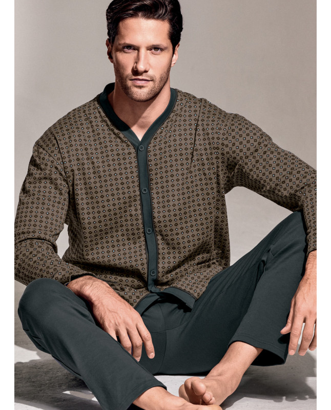 Pigiama aperto in interlock di cotone - DIAMANT