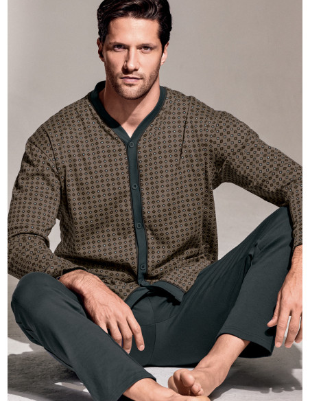 Pigiama aperto in interlock di cotone - DIAMANT