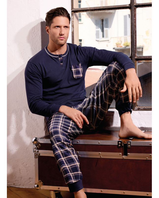 Pigiama uomo serafino in jersey di cotone – CHILLING | INFIOREUOMO