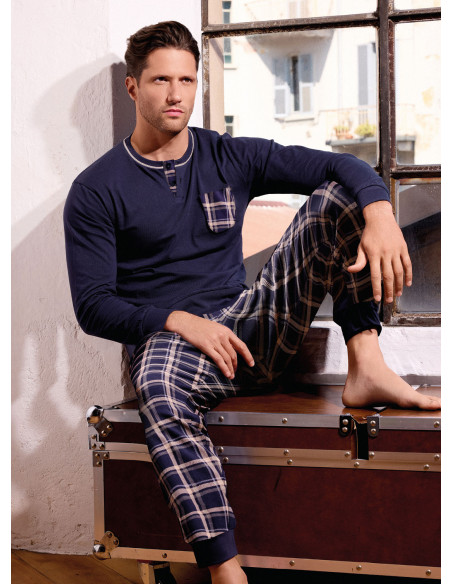 Pigiama uomo serafino in jersey di cotone – CHILLING | INFIOREUOMO