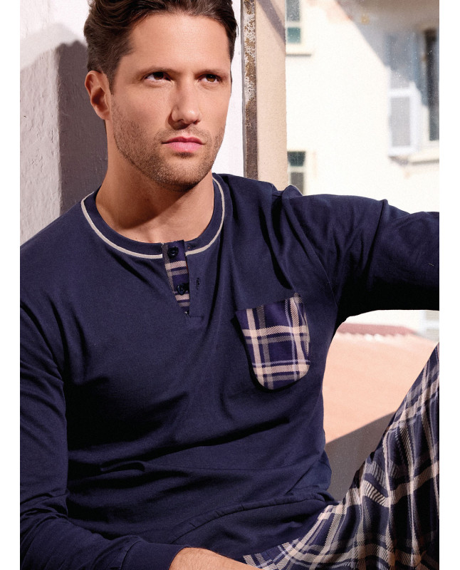 Pigiama uomo serafino in jersey di cotone – CHILLING | INFIOREUOMO