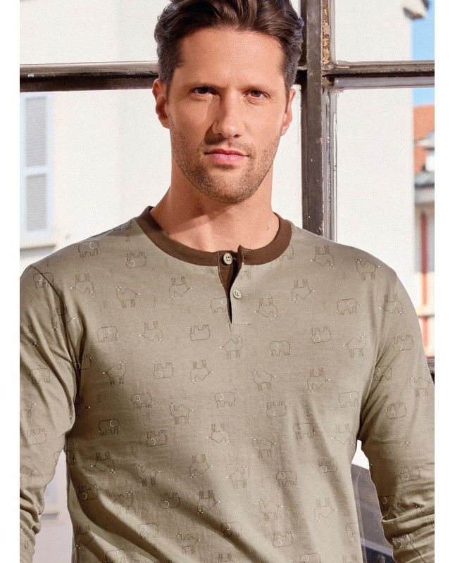 Pigiama uomo serafino in jersey di cotone – Desert | INFIOREUOMO