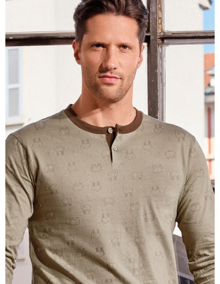 Pigiama uomo serafino in jersey di cotone – Desert | INFIOREUOMO