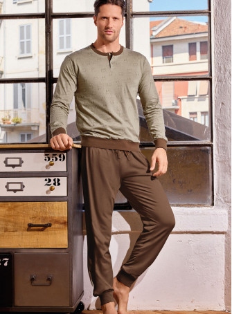 Pigiama uomo serafino in jersey di cotone – Desert | INFIOREUOMO