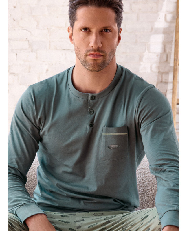 Pigiama uomo serafino jersey cotone Airship | INFIOREUOMO