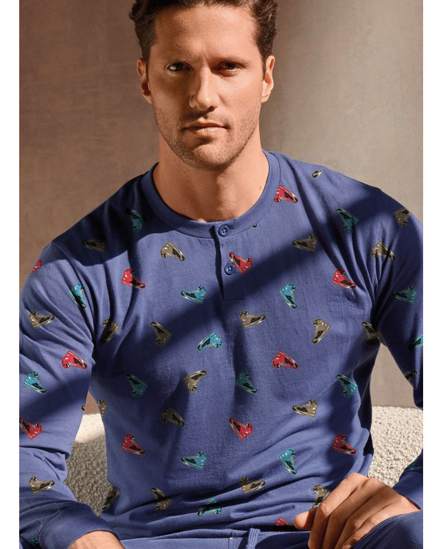 Pigiama uomo serafino jersey cotone Jogging | INFIOREUOMO