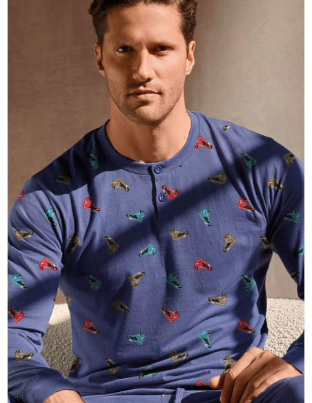 Pigiama uomo serafino jersey cotone Jogging | INFIOREUOMO