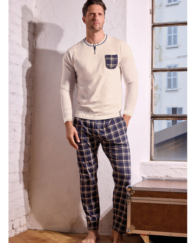 Pigiama uomo serafino in jersey di cotone – CHILLING | INFIOREUOMO