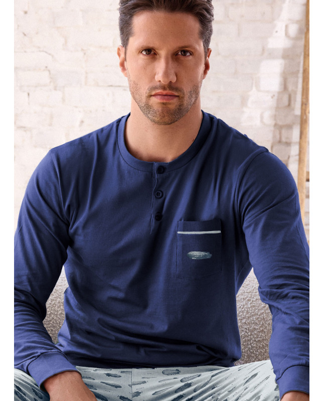 Pigiama uomo serafino jersey cotone Airship | INFIOREUOMO