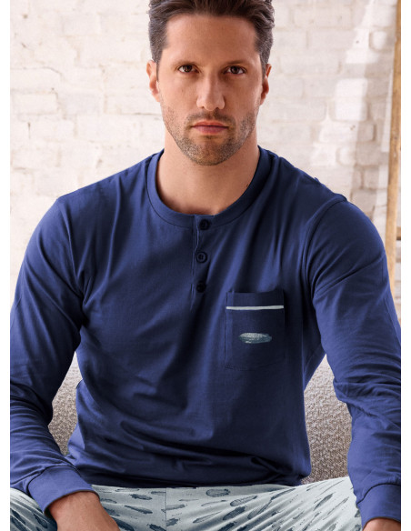 Pigiama uomo serafino jersey cotone Airship | INFIOREUOMO