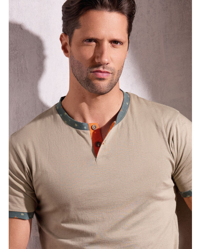 Pigiama uomo serafino cotone shorts Oasi | INFIOREUOMO