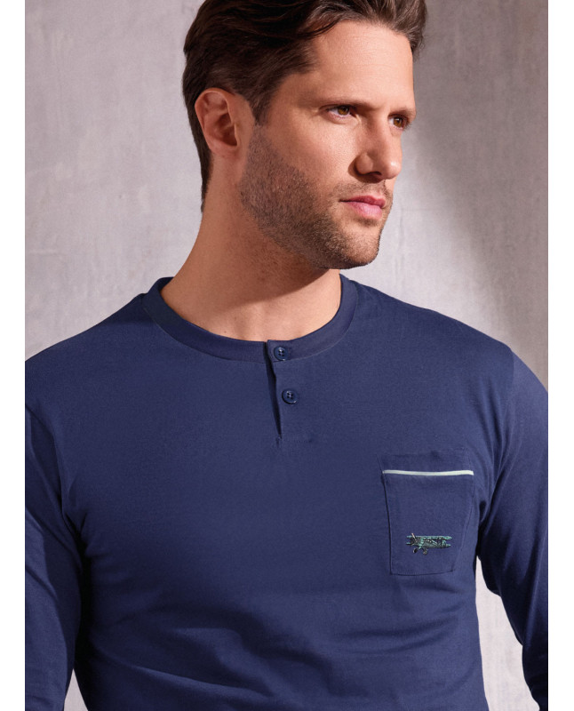 Pigiama uomo serafino jersey cotone Plane | INFIOREUOMO