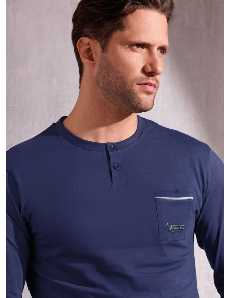 Pigiama uomo serafino jersey cotone Plane | INFIOREUOMO
